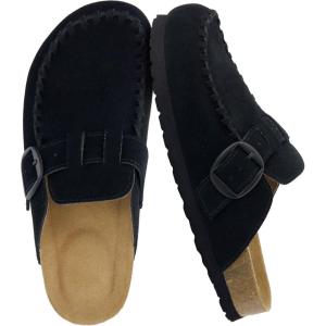 imageCUSHIONAIRE Canoe Genuine Suede Clogs for Women Footwear with Moc Toe Design  Casual Slip On Womens ShoesBlack