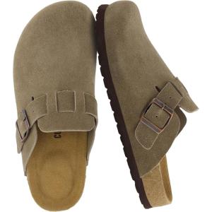 imageCUSHIONAIRE Hana  Genuine Leather Suede Classic Clog Womens Shoes  Slip On Mule Comfortable Shoes for WomenMoss