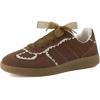 imageCUSHIONAIRE Belinda Womens Lace Detail Casual Sneakers  Elegant Ribbon LaceUp Shoes with Memory FoamBrown