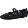imageCUSHIONAIRE Windsor Woven Womens Flats with Adjustable Strap  Comfortable Mary Jane Ballet Flats for WomenBlack