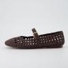 imageCUSHIONAIRE Windsor Woven Womens Flats with Adjustable Strap  Comfortable Mary Jane Ballet Flats for WomenBrown