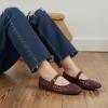 imageCUSHIONAIRE Windsor Woven Womens Flats with Adjustable Strap  Comfortable Mary Jane Ballet Flats for WomenBurgundy