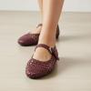 imageCUSHIONAIRE Windsor Woven Womens Flats with Adjustable Strap  Comfortable Mary Jane Ballet Flats for WomenBurgundy