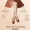 imageCUSHIONAIRE Windsor Woven Womens Flats with Adjustable Strap  Comfortable Mary Jane Ballet Flats for WomenCognac
