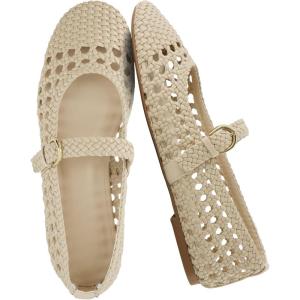 imageCUSHIONAIRE Windsor Woven Womens Flats with Adjustable Strap  Comfortable Mary Jane Ballet Flats for WomenWheat