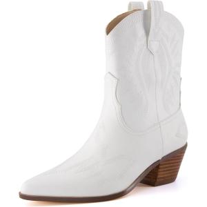 imageCUSHIONAIRE Womens Leon Western boot Memory Foam Wide Widths AvailableWhite