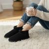 imageCUSHIONAIRE Hip 2 Genuine Suede Ankle Boots for Women Cozy Faux Shearling Lining Pull On Winter Womens BootsBlack Genuine Suede
