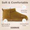 imageCUSHIONAIRE Hip 2 Genuine Suede Ankle Boots for Women Cozy Faux Shearling Lining Pull On Winter Womens BootsChestnut Genuine Suede
