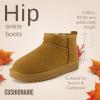 imageCUSHIONAIRE Hip 2 Genuine Suede Ankle Boots for Women Cozy Faux Shearling Lining Pull On Winter Womens BootsChestnut Genuine Suede