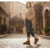 imageCUSHIONAIRE Hip 2 Genuine Suede Ankle Boots for Women Cozy Faux Shearling Lining Pull On Winter Womens BootsChestnut Genuine Suede