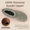 imageCUSHIONAIRE Hip 2 Genuine Suede Ankle Boots for Women Cozy Faux Shearling Lining Pull On Winter Womens BootsGrey Genuine Suede