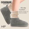 imageCUSHIONAIRE Hip 2 Genuine Suede Ankle Boots for Women Cozy Faux Shearling Lining Pull On Winter Womens BootsGrey Genuine Suede