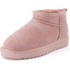 imageCUSHIONAIRE Hip 2 Genuine Suede Ankle Boots for Women Cozy Faux Shearling Lining Pull On Winter Womens BootsPink Genuine Suede