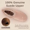 imageCUSHIONAIRE Hip 2 Genuine Suede Ankle Boots for Women Cozy Faux Shearling Lining Pull On Winter Womens BootsPink Genuine Suede