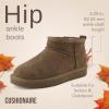 imageCUSHIONAIRE Hip 2 Genuine Suede Ankle Boots for Women Cozy Faux Shearling Lining Pull On Winter Womens BootsTaupe Genuine Suede