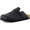 imageCUSHIONAIRE Kids Hana Cork footbed clog with Genuine Leather upper Faux Fur lining and ComfortBlack