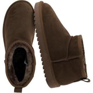 imageCUSHIONAIRE Hip 2 Genuine Suede Ankle Boots for Women Cozy Faux Shearling Lining Pull On Winter Womens BootsChocolate Genuine Suede