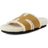 imageCUSHIONAIRE Cuddle Fur Slippers for Women Faux Shearling Slide Sandal Memory Foam Wide Widths AvailableChestnut