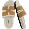 imageCUSHIONAIRE Cuddle Fur Slippers for Women Faux Shearling Slide Sandal Memory Foam Wide Widths AvailableChestnut