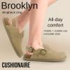 imageCUSHIONAIRE Brooklyn Suede Womens Slides Comfortable Clog Mules with Adjustable Buckles  Summer Shoes for WomenBiscuit