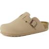 imageCUSHIONAIRE Hana Womens Clogs  Comfortable Vegan Suede Clogs for Women  Slip On Potato Shoes with Cork Footbed ampamp Arch Support  Memory Foam Wide Widths AvailableSand Vegan Suede