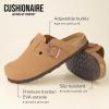 imageCUSHIONAIRE Hana Womens Clogs  Comfortable Vegan Suede Clogs for Women  Slip On Potato Shoes with Cork Footbed ampamp Arch Support  Memory Foam Wide Widths AvailableTan Vegan Suede