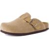 imageCUSHIONAIRE Hana Womens Clogs  Comfortable Vegan Suede Clogs for Women  Slip On Potato Shoes with Cork Footbed ampamp Arch Support  Memory Foam Wide Widths AvailableTaupe