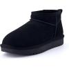 imageCUSHIONAIRE Hip3 Genuine Suede Leather Ankle Boots for Women  Pull On Cozy Faux Fur Boots Womens Shoes with Comfortable Memory FoamBlack Genuine Suede