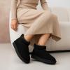 imageCUSHIONAIRE Hip3 Genuine Suede Leather Ankle Boots for Women  Pull On Cozy Faux Fur Boots Womens Shoes with Comfortable Memory FoamBlack Midnight Genuine Suede