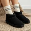 imageCUSHIONAIRE Hip3 Genuine Suede Leather Ankle Boots for Women  Pull On Cozy Faux Fur Boots Womens Shoes with Comfortable Memory FoamBlack Midnight Genuine Suede