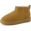 imageCUSHIONAIRE Hip3 Genuine Suede Leather Ankle Boots for Women  Pull On Cozy Faux Fur Boots Womens Shoes with Comfortable Memory FoamChestnut