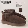 imageCUSHIONAIRE Hip3 Genuine Suede Leather Ankle Boots for Women  Pull On Cozy Faux Fur Boots Womens Shoes with Comfortable Memory FoamChocolate Genuine Suede