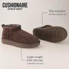 imageCUSHIONAIRE Hip3 Genuine Suede Leather Ankle Boots for Women  Pull On Cozy Faux Fur Boots Womens Shoes with Comfortable Memory FoamChocolate Genuine Suede