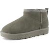 imageCUSHIONAIRE Hip3 Genuine Suede Leather Ankle Boots for Women  Pull On Cozy Faux Fur Boots Womens Shoes with Comfortable Memory FoamGray Steel Genuine Suede