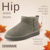 imageCUSHIONAIRE Hip3 Genuine Suede Leather Ankle Boots for Women  Pull On Cozy Faux Fur Boots Womens Shoes with Comfortable Memory FoamGrey Genuine Suede
