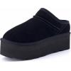 imageCUSHIONAIRE Huggy2 Platform Slippers for Women Cozy Genuine Suede SlipOn Ankle Boots for Indoor Outdoor Wear Womens SlippersBlack