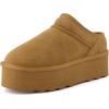 imageCUSHIONAIRE Huggy2 Platform Slippers for Women Cozy Genuine Suede SlipOn Ankle Boots for Indoor Outdoor Wear Womens SlippersChestnut