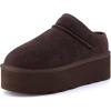 imageCUSHIONAIRE Huggy2 Platform Slippers for Women Cozy Genuine Suede SlipOn Ankle Boots for Indoor Outdoor Wear Womens SlippersChocolate