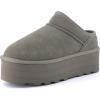 imageCUSHIONAIRE Huggy2 Platform Slippers for Women Cozy Genuine Suede SlipOn Ankle Boots for Indoor Outdoor Wear Womens SlippersGrey