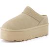 imageCUSHIONAIRE Huggy2 Platform Slippers for Women Cozy Genuine Suede SlipOn Ankle Boots for Indoor Outdoor Wear Womens SlippersSand
