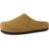 imageCUSHIONAIRE Lute Genuine Suede Leather Clogs for Women Indoor and Outdoor  Comfortable Slip On Womens Clogs with Cushioned FootbedChestnut