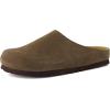 imageCUSHIONAIRE Lute Genuine Suede Leather Clogs for Women Indoor and Outdoor  Comfortable Slip On Womens Clogs with Cushioned FootbedDark Taupe