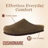 imageCUSHIONAIRE Lute Genuine Suede Leather Clogs for Women Indoor and Outdoor  Comfortable Slip On Womens Clogs with Cushioned FootbedDark Taupe