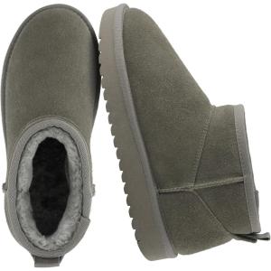 imageCUSHIONAIRE Hip3 Genuine Suede Leather Ankle Boots for Women  Pull On Cozy Faux Fur Boots Womens Shoes with Comfortable Memory FoamGray Steel Genuine Suede