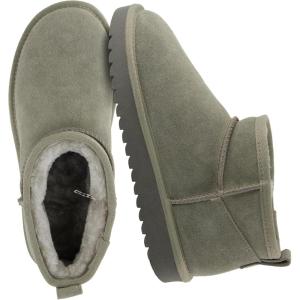 imageCUSHIONAIRE Hip3 Genuine Suede Leather Ankle Boots for Women  Pull On Cozy Faux Fur Boots Womens Shoes with Comfortable Memory FoamGrey Genuine Suede