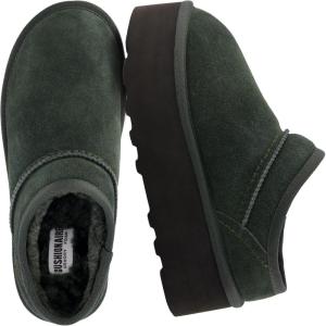 imageCUSHIONAIRE Huggy2 Platform Slippers for Women Cozy Genuine Suede SlipOn Ankle Boots for Indoor Outdoor Wear Womens SlippersForest Green