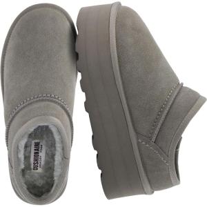imageCUSHIONAIRE Huggy2 Platform Slippers for Women Cozy Genuine Suede SlipOn Ankle Boots for Indoor Outdoor Wear Womens SlippersGrey