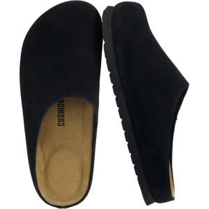 imageCUSHIONAIRE Lute Genuine Suede Leather Clogs for Women Indoor and Outdoor  Comfortable Slip On Womens Clogs with Cushioned FootbedBlack