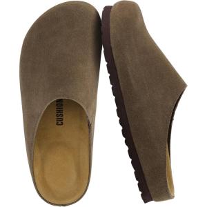 imageCUSHIONAIRE Lute Genuine Suede Leather Clogs for Women Indoor and Outdoor  Comfortable Slip On Womens Clogs with Cushioned FootbedDark Taupe