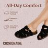 imageCUSHIONAIRE Benson Fisherman Sandals for Women  Suede Slip On Closed Toe Womens Clogs with Memory Foam Cork Footbed and Arch SupportBlack Suede